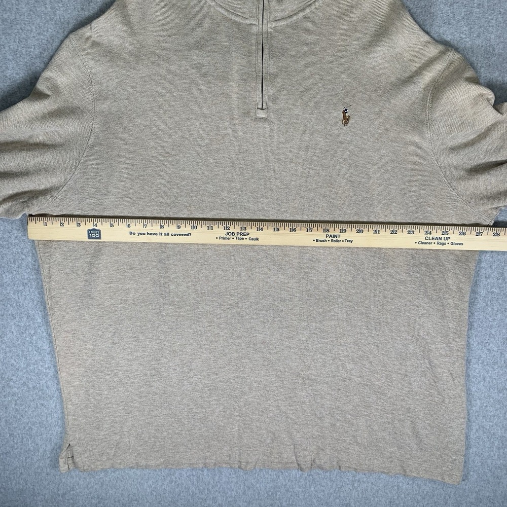 Polo Ralph Lauren Quarter Zip Sweater Mens 2XL Beige Estate Rib Knit Pullover - Picture 14 of 16